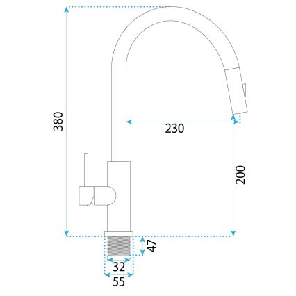 REA-B7575 - Dřezová baterie s vytahovací sprškou ONTARIO 38 cm broušená zlatá