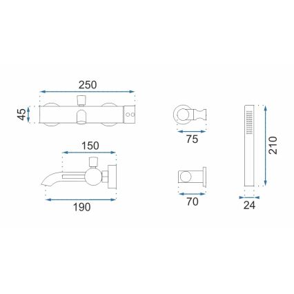 REA-B8010 - Vanová sada LUNGO broušená zlatá