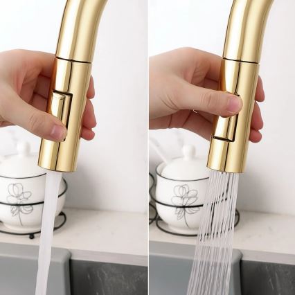 REA-B8989 - Dřezová baterie s vytahovovací sprškou a filtrací ECO FRESH 37,5 cm zlatá