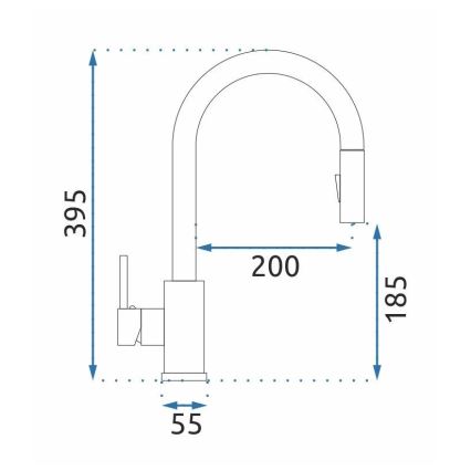 REA-B9146 - Dřezová baterie s vytahovací sprškou FRESH 39,5 cm nikl