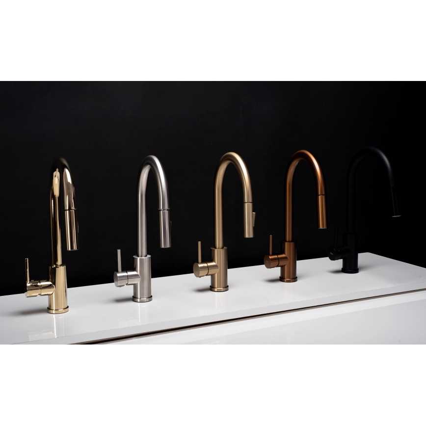 REA-B9148 - Dřezová baterie s vytahovací sprškou FRESH 39,5 cm broušená zlatá