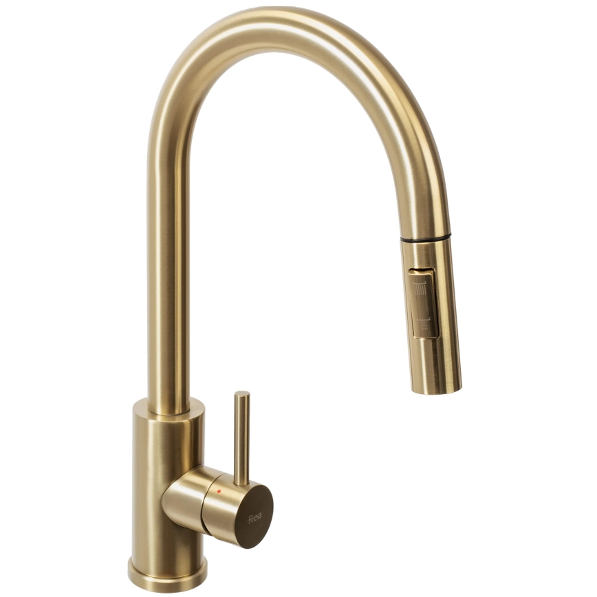 REA-B9148 - Dřezová baterie s vytahovací sprškou FRESH 39,5 cm broušená zlatá