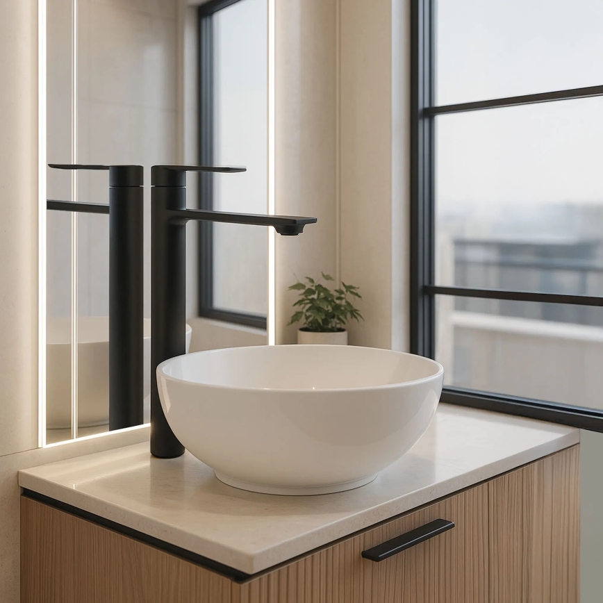 REA-B9988 - Umyvadlová baterie STORM 29,5 cm matná černá