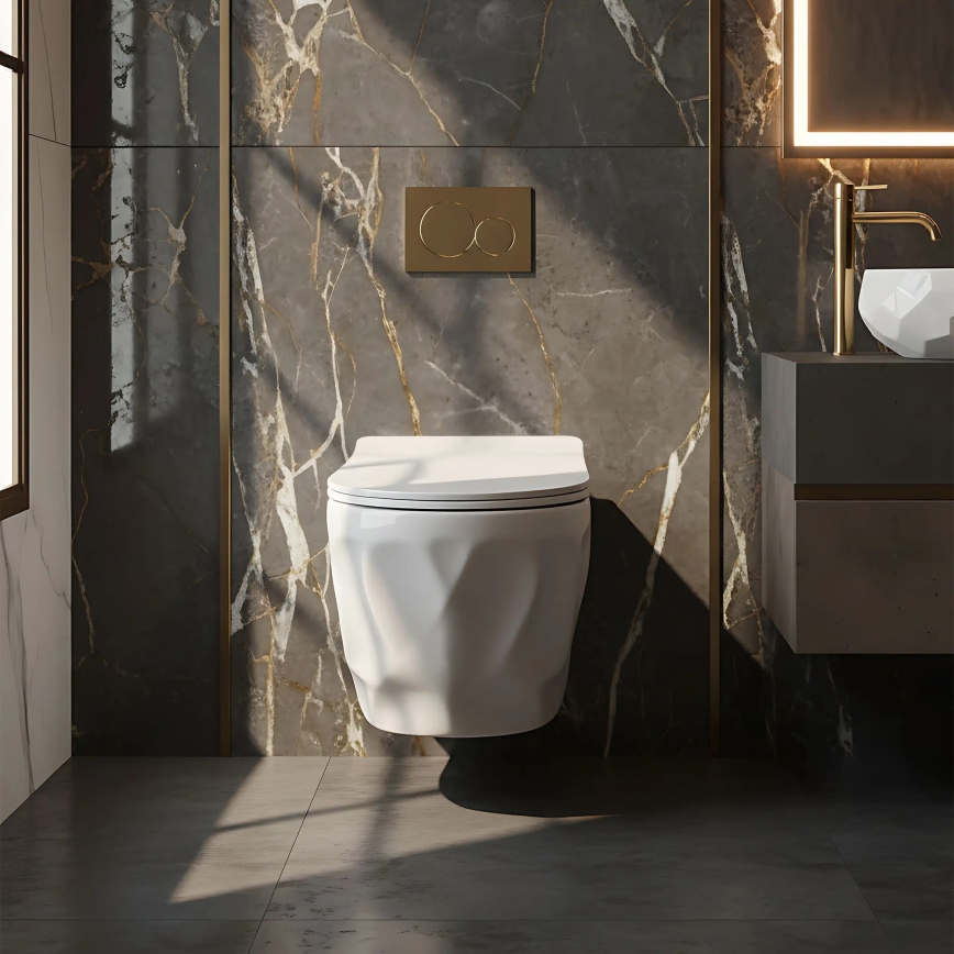 REA-C1652 - Závěsné WC s prkénkem GUSTAVO RIMLESS keramika/bílá