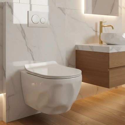 REA-C1652 - Závěsné WC s prkénkem GUSTAVO RIMLESS keramika/bílá
