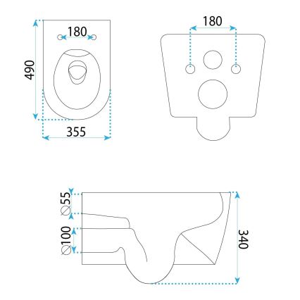 REA-C1652 - Závěsné WC s prkénkem GUSTAVO RIMLESS keramika/bílá