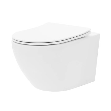 REA-C2760 - Závěsné WC s prkénkem CARLO FLAT MINI RIMLESS keramika/lesklá bílá