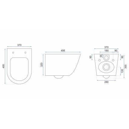 REA-C5500 - Závěsné WC s prkénkem CARLO MINI TORNADO RIMLESS keramika/krémová