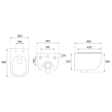REA-C6806 - Závěsné WC s prkénkem CARLO MINI TORNADO RIMLESS keramika/bílá/zlatá