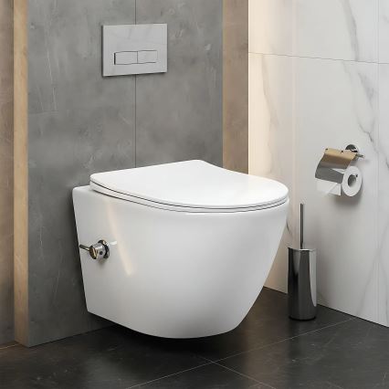 REA-C9701 - Závěsné WC s bidetovou sprškou a prkénkem CARLO LUX keramika/bílá