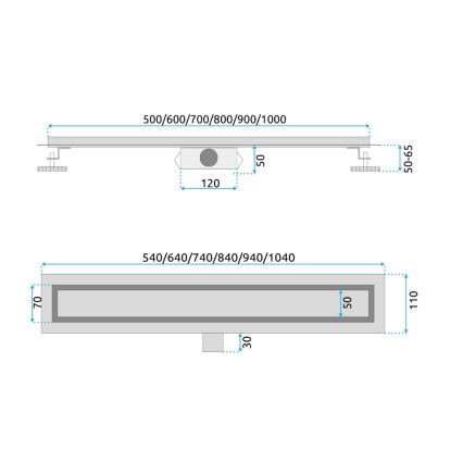 REA-G2502 - Odtokový žlab NEOX 70 cm nerezová ocel