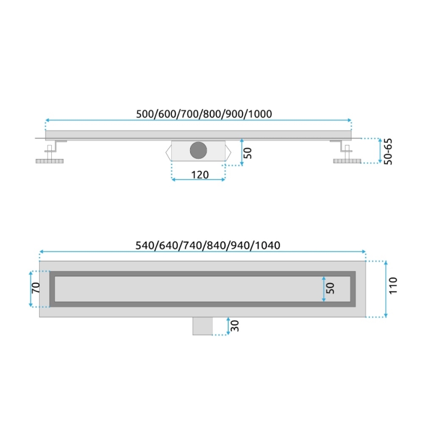 REA-G2502 - Odtokový žlab NEOX 70 cm nerezová ocel