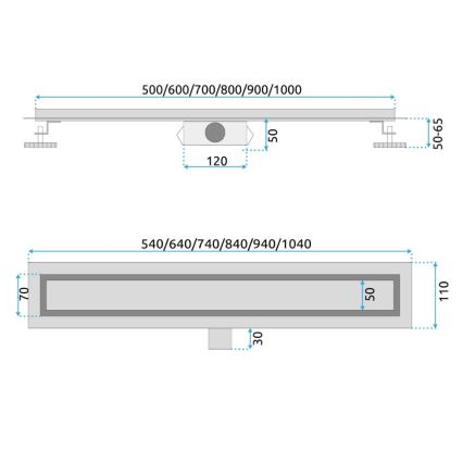 REA-G2562 - Odtokový žlab NEOX 70 cm nerezová ocel/zlatá