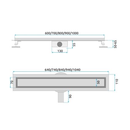 REA-G2703 - Odtokový žlab NEOX PRO 80 cm nerezová ocel/broušená zlatá