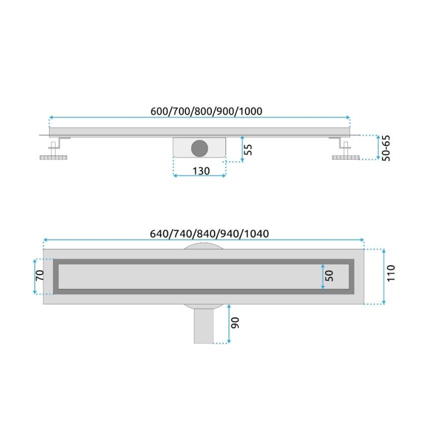 REA-G2703 - Odtokový žlab NEOX PRO 80 cm nerezová ocel/broušená zlatá