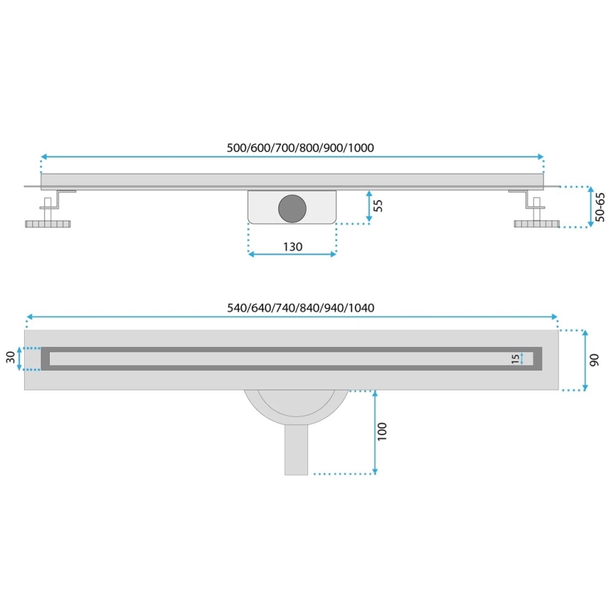 REA-G2710 - Odtokový žlab NEOX SLIM 70 cm nerezová ocel/černá