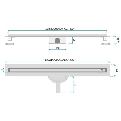 REA-G2714 - Odtokový žlab NEOX SLIM 70 cm nerezová ocel/broušená zlatá