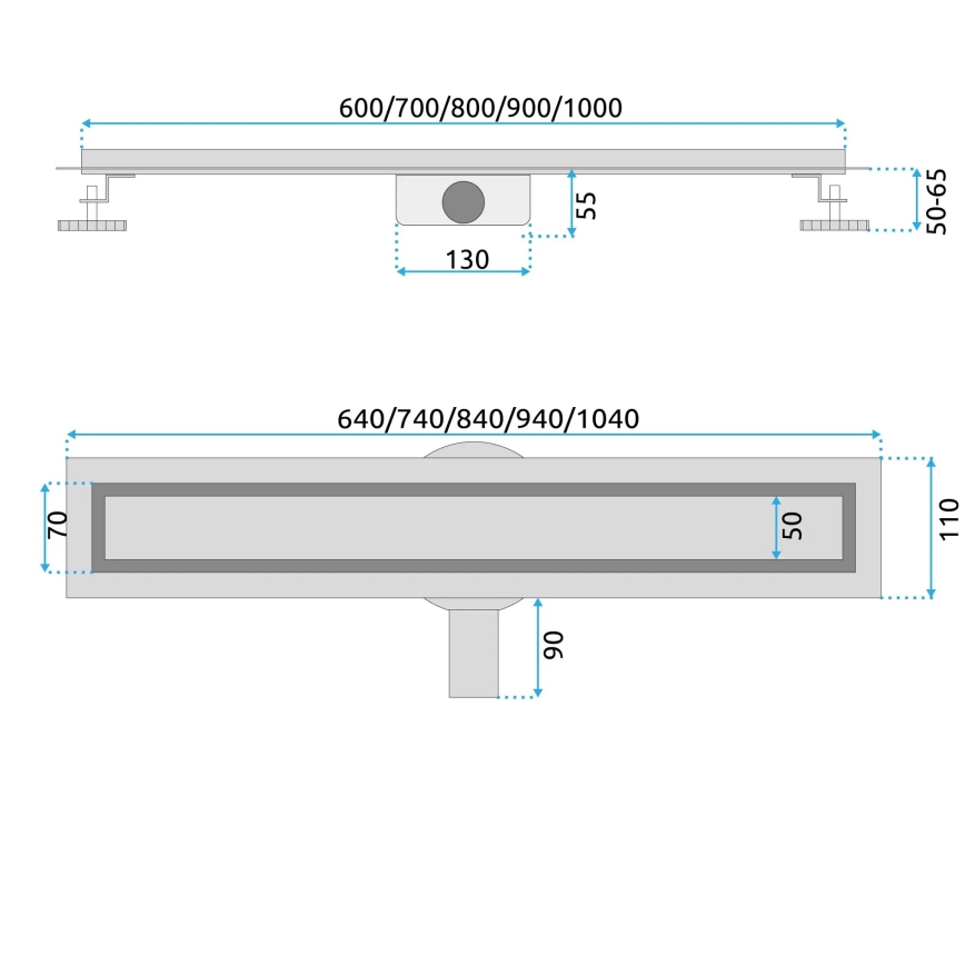 REA-G2742 - Odtokový žlab NEOX PRO 70 cm zlatá