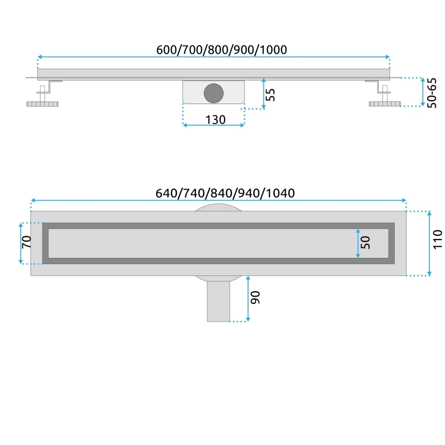 REA-G4801 - Odtokový žlab NEOX PRO 70 cm kartáčovaná měď