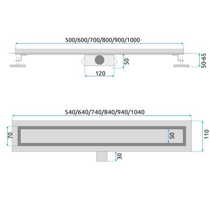REA-G6600 - Odtokový žlab PURE NEOX 50 cm matná černá
