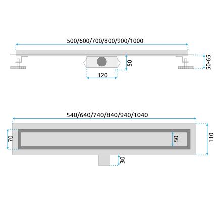 REA-G6602 - Odtokový žlab PURE NEOX 70 cm matná černá
