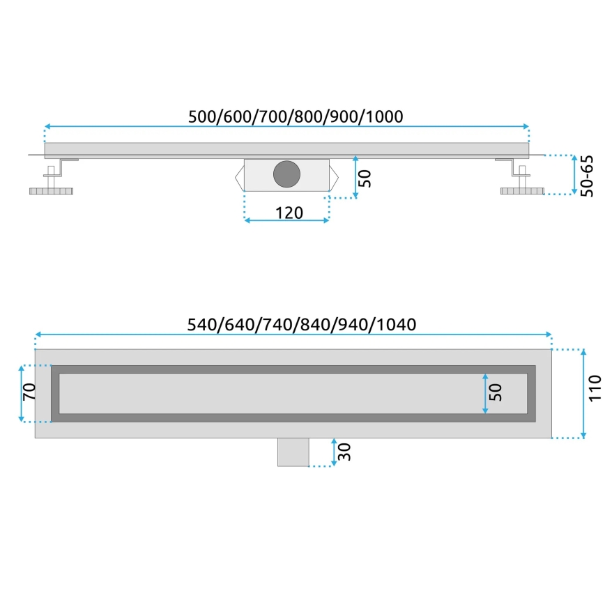 REA-G6605 - Odtokový žlab PURE NEOX 100 cm matná černá