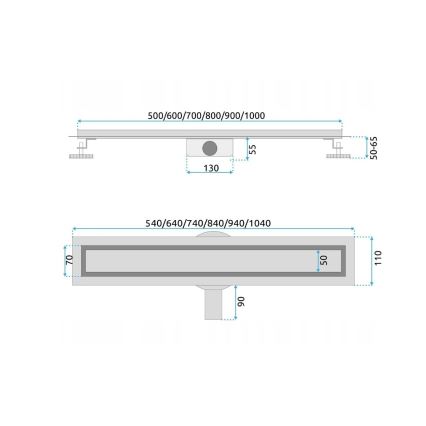 REA-G7802 - Odtokový žlab NEOX PRO 70 cm nerezová ocel/černá