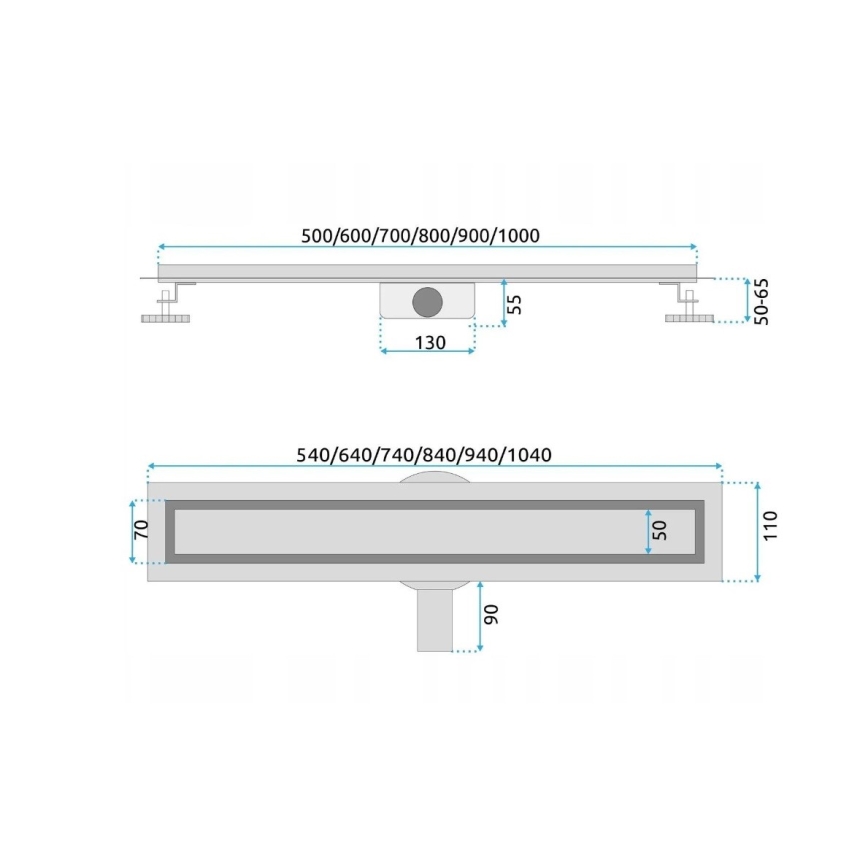REA-G7802 - Odtokový žlab NEOX PRO 70 cm nerezová ocel/černá