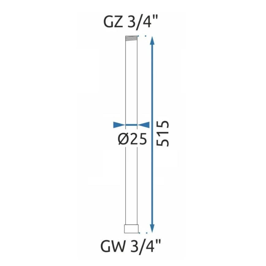 REA-K0880 - Prodlužovací tyč pro sprchovou/vanovou soupravu 51,5 cm matná černá