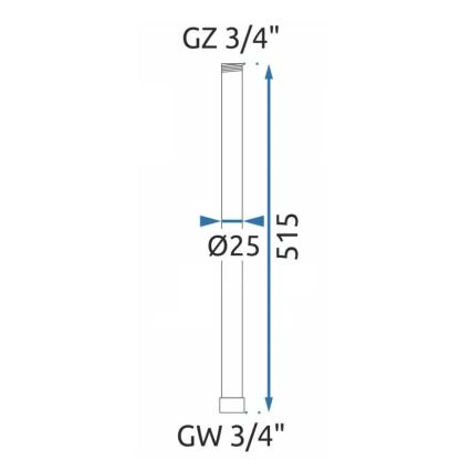 REA-K0881 - Prodlužovací tyč pro sprchovou/vanovou soupravu 51,5 cm lesklý chrom