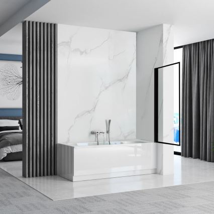 REA-K7633 - Pohyblivá vanová zástěna LAGOS 140x80 cm černá/čirá