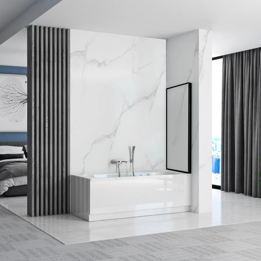 REA-K7633 - Pohyblivá vanová zástěna LAGOS 140x80 cm černá/čirá