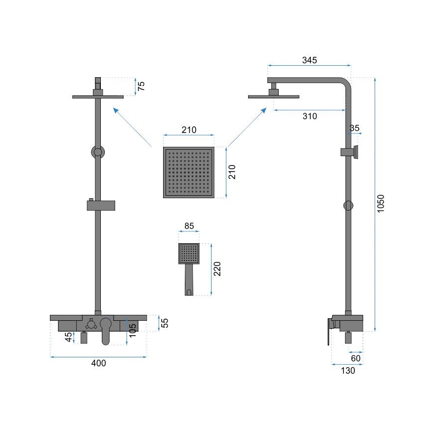 REA-P0636 - Sprchová sada BRAVO matná černá