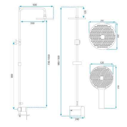 REA-P2400 - Sprchová sada s baterií AVALON broušená zlatá