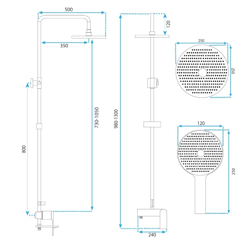 REA-P2400 - Sprchová sada s baterií AVALON broušená zlatá