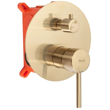 REA-P4160 - Sprchová sada s podomítkovou baterií LUNGO broušená zlatá