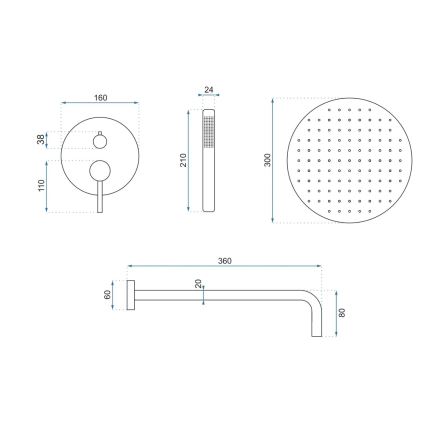 REA-P4160 - Sprchová sada s podomítkovou baterií LUNGO broušená zlatá