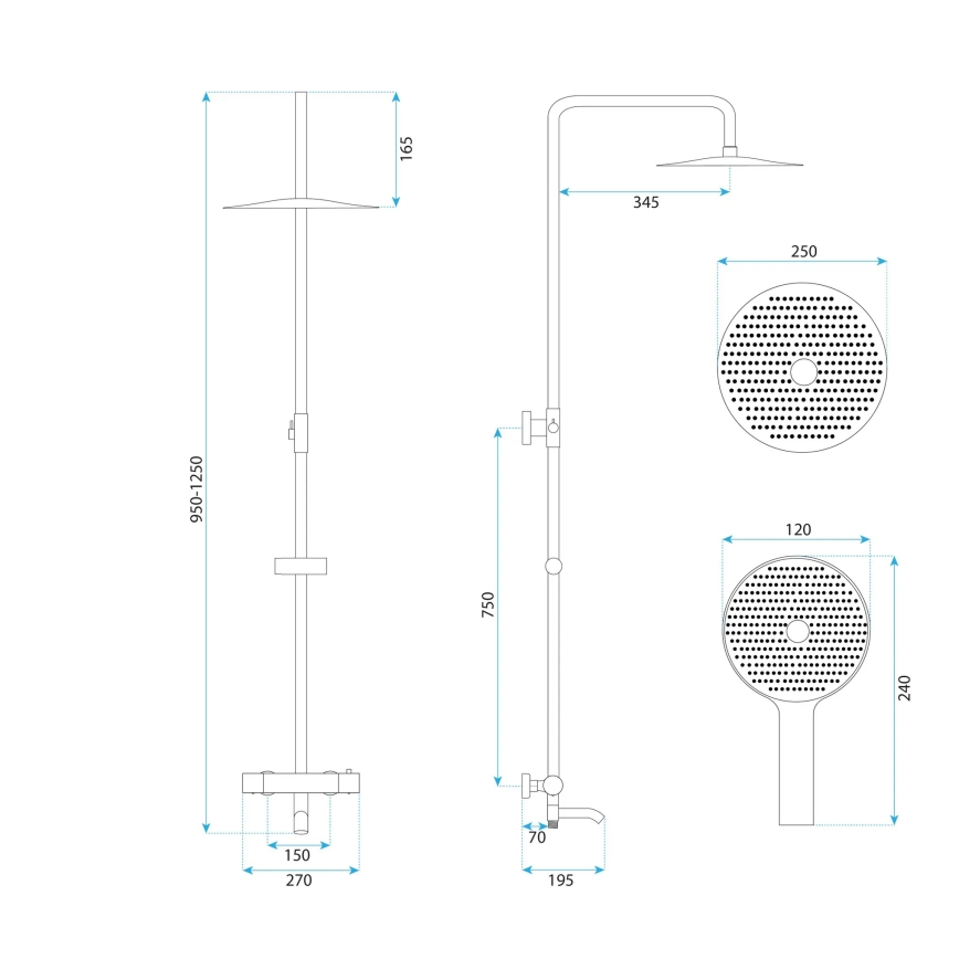 REA-P5961 - Sprchová sada s termostatickou baterií LUNGO DIAMOND lesklý chrom