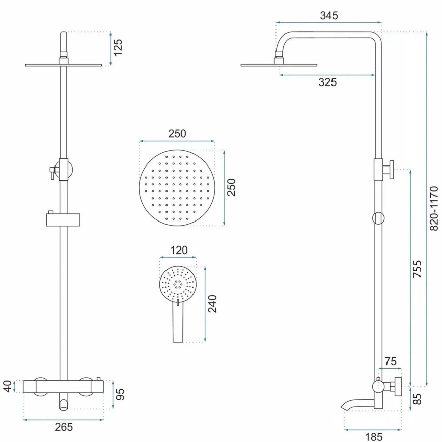 REA-P6386 - Sprchová sada s termostatickou baterií LUNGO titan