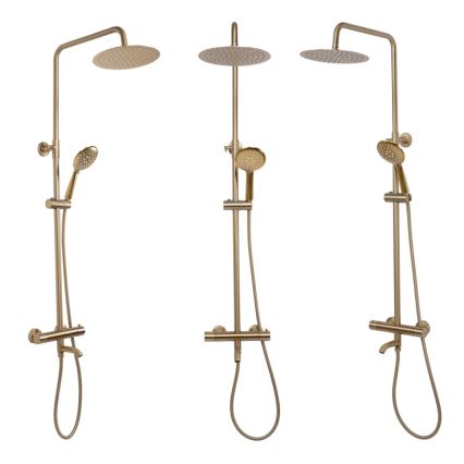 REA-P6604 - Sprchová sada s termostatickou baterií LUNGO broušená zlatá