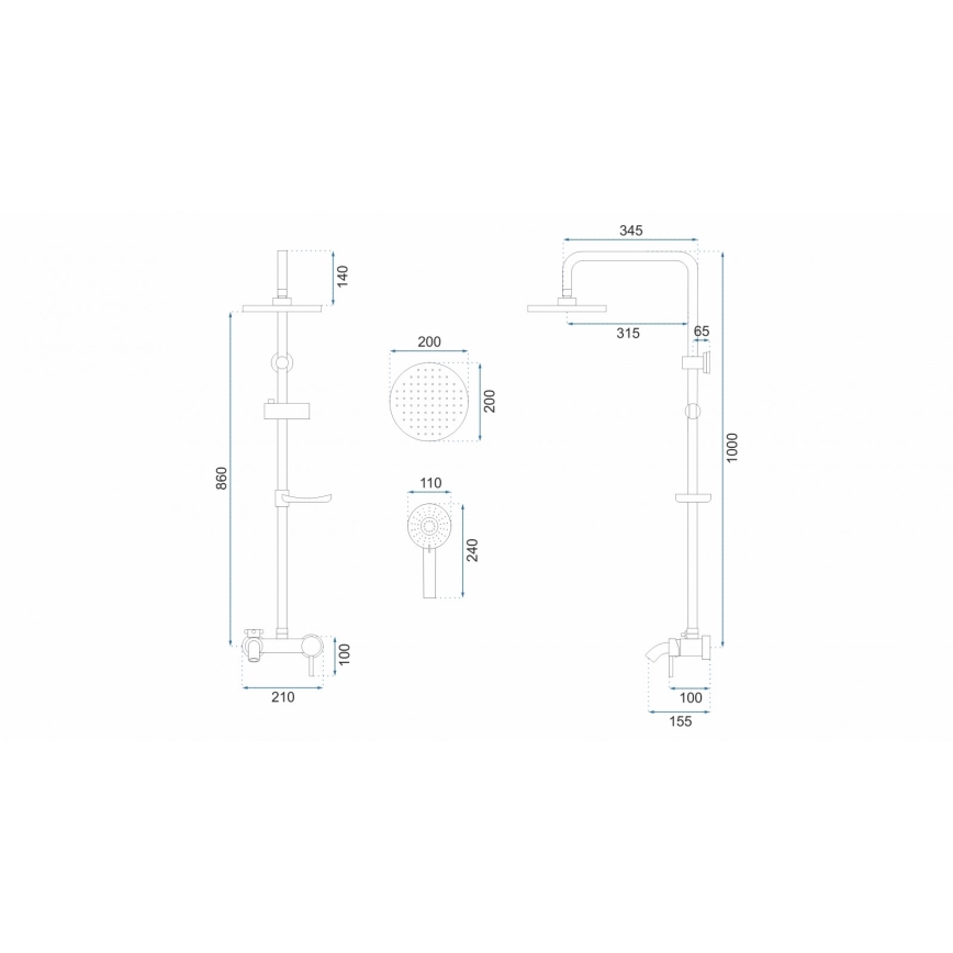 REA-P7006 - Sprchová sada s baterií LUIS zlatá