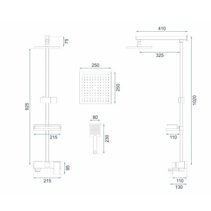 REA-P7050 - Sprchová sada s baterií JACK broušená zlatá