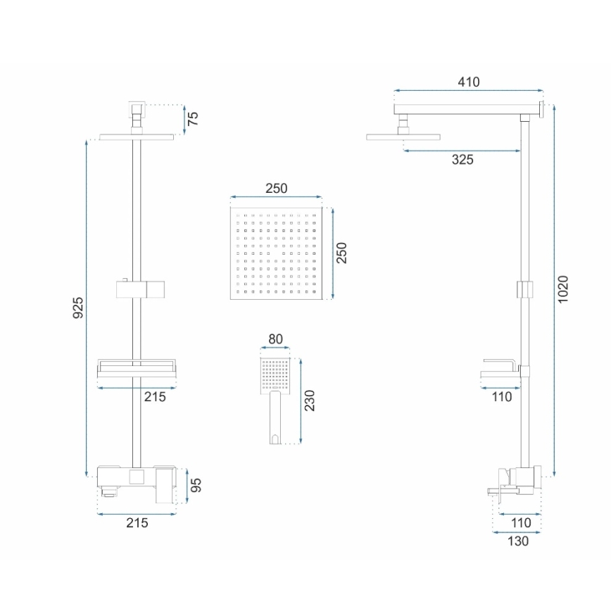 REA-P7050 - Sprchová sada s baterií JACK broušená zlatá