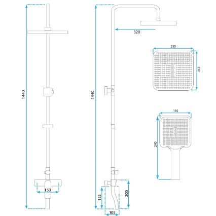 REA-P7841 - Sprchová sada s baterií ARGUS broušená zlatá
