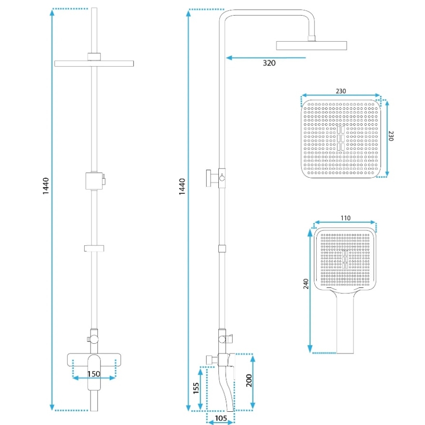 REA-P7841 - Sprchová sada s baterií ARGUS broušená zlatá