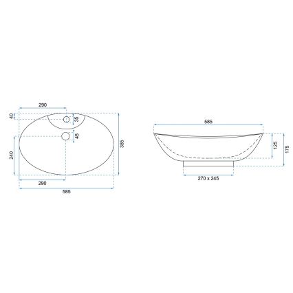 REA-U0160 - Umyvadlo na desku ROSA 38,5x58,5 cm keramika/lesklá bílá
