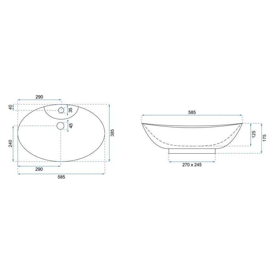REA-U0160 - Umyvadlo na desku ROSA 38,5x58,5 cm keramika/lesklá bílá