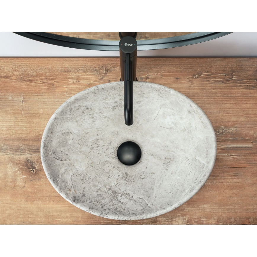 REA-U0165 - Umyvadlo na desku SOFIA 34,5x41 cm keramika/světlý kámen