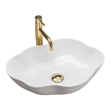 REA-U0265 - Umyvadlo na desku PEARL 38x50,5 cm keramika/lesklá bílá
