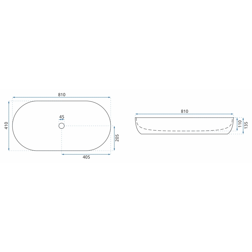 REA-U0563 - Umyvadlo na desku CLEO 41x81 cm keramika/lesklá bílá